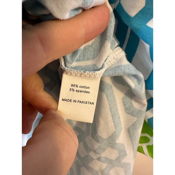 NWT Barbara Gerwitt V-Neck 3/4 Length Sleeve Aqua Lime Lattice Tunic Size XL - Picture 7 of 10